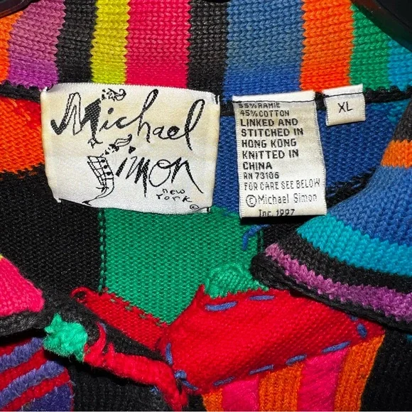 Michael Simon Multicolor Geometric Blazer Rare Pattern/ cottagecore cozy